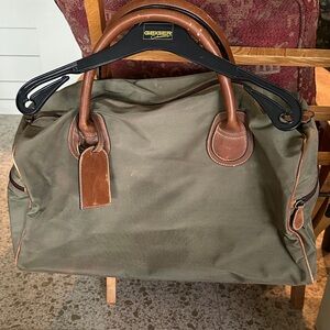 Barney’s New York Men’s Olive Green and Brown weatherized fabric and leather Bag